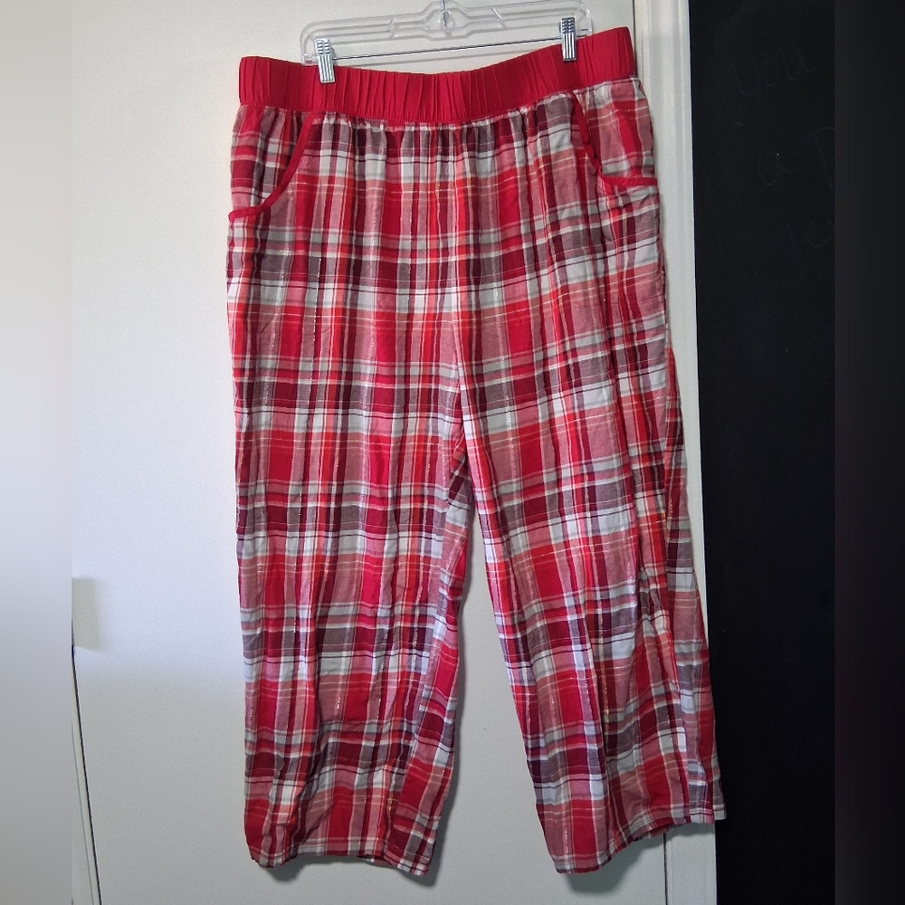 Cacique Womens Red Plaid Pajama Pants Size 22/24